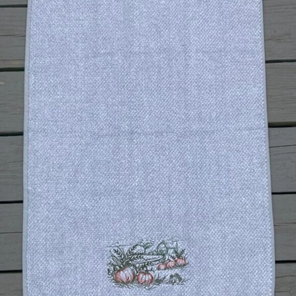 Gray Organic Cotton Hand Towel Featuring a Rustic Rural Pumpkin Patch- Seasonal - Picture 5 of 7